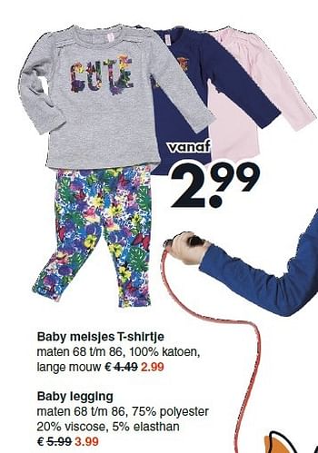 Aanbiedingen Baby meisjes t-shirtje - Huismerk - Wibra - Geldig van 09/03/2015 tot 21/03/2015 bij Wibra
