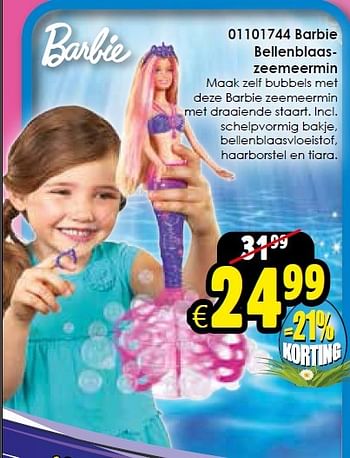 Aanbiedingen Barbie bellenblaaszeemeermin - Mattel - Geldig van 14/03/2015 tot 05/04/2015 bij ToyChamp