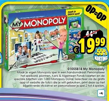 Aanbiedingen 01055818 my monopoly - Hasbro - Geldig van 14/03/2015 tot 05/04/2015 bij ToyChamp