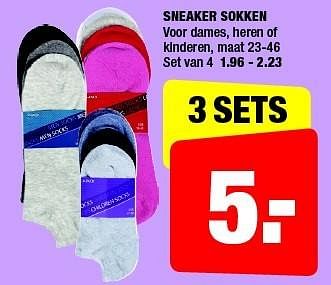 Aanbiedingen Sneaker sokken voor dames, heren of kinderen - Huismerk - Big Bazar - Geldig van 09/03/2015 tot 22/03/2015 bij Big Bazar