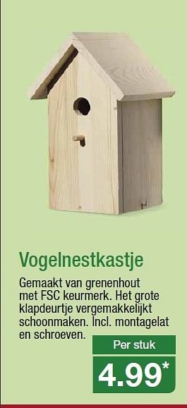 Aanbiedingen Vogelnestkastje gemaakt van grenenhout - Huismerk - Aldi - Geldig van 11/03/2015 tot 17/03/2015 bij Aldi