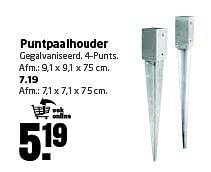 Aanbiedingen Puntpaalhouder gegalvaniseerd. 4-punts - Huismerk - Formido - Geldig van 09/03/2015 tot 22/03/2015 bij Formido