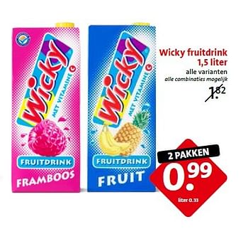 Aanbiedingen Wicky fruitdrink - Wicky - Geldig van 16/03/2015 tot 17/03/2015 bij C1000