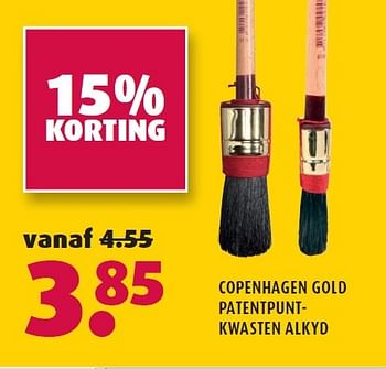 Aanbiedingen Copenhagen gold patentpuntkwasten alkyd - Copenhagen Gold - Geldig van 09/03/2015 tot 29/03/2015 bij Hubo