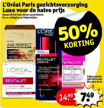 Aanbiedingen L`oréal paris gezichtsverzorging luxe voor de halve prijs - L'Oreal Paris - Geldig van 10/03/2015 tot 22/03/2015 bij Kruidvat