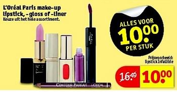 Aanbiedingen L`oréal paris make-up lipstick, -gloss of -liner - L'Oreal Paris - Geldig van 10/03/2015 tot 22/03/2015 bij Kruidvat