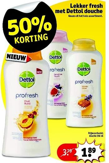 Aanbiedingen Lekker fresh met dettol douche - Dettol - Geldig van 10/03/2015 tot 22/03/2015 bij Kruidvat