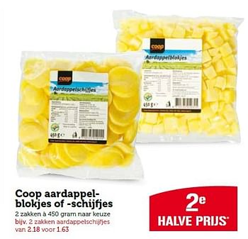 Aanbiedingen Coop aardappelblokjes of -schijfjes - Huismerk - Coop - Geldig van 15/03/2015 tot 21/03/2015 bij Coop