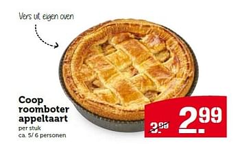 Aanbiedingen Coop roomboter appeltaart - Huismerk - Coop - Geldig van 15/03/2015 tot 21/03/2015 bij Coop