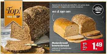 Aanbiedingen Molenbrood boerenbrood volkoren of dubbeldonker heel brood - Huismerk - Coop - Geldig van 15/03/2015 tot 21/03/2015 bij Coop