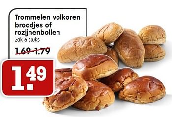 Aanbiedingen Trommelen volkoren broodjes of rozijnenbollen - Huismerk - Em-té - Geldig van 15/03/2015 tot 21/03/2015 bij Em-té