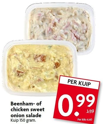 Aanbiedingen Beenham- of chicken sweet onion salade - Huismerk - Deka Markt - Geldig van 15/03/2015 tot 21/03/2015 bij Deka Markt