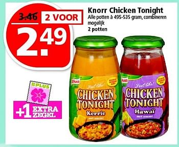 Aanbiedingen Knorr chicken tonight - Knorr - Geldig van 15/03/2015 tot 21/03/2015 bij Plus