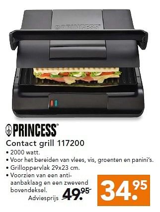 Aanbiedingen Princess contact grill 117200 - Princess - Geldig van 16/03/2015 tot 25/03/2015 bij Blokker