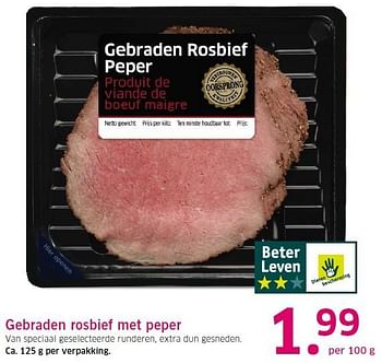Aanbiedingen Gebraden rosbief met peper - Huismerk - Lidl - Geldig van 16/03/2015 tot 22/03/2015 bij Lidl