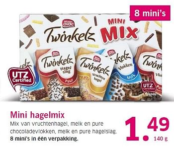 Aanbiedingen Mini hagelmix mix van vruchtenhagel, melk en pure chocoladevlokken - Mister Choc - Geldig van 16/03/2015 tot 22/03/2015 bij Lidl