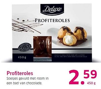 Aanbiedingen Profiteroles soesjes gevuld met room in een bad van chocolade - Deluxe - Geldig van 16/03/2015 tot 22/03/2015 bij Lidl