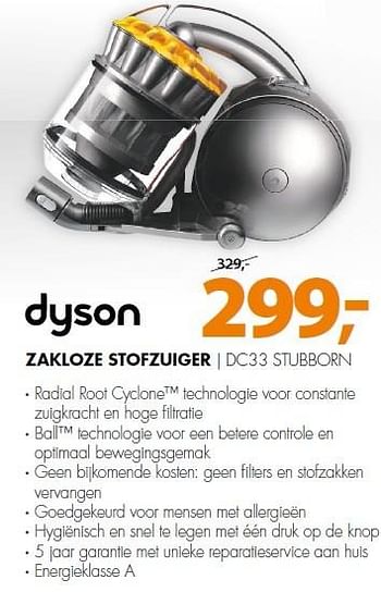 Aanbiedingen Dyson zakloze stofzuiger dc33 stubborn - Dyson - Geldig van 16/03/2015 tot 22/03/2015 bij Expert
