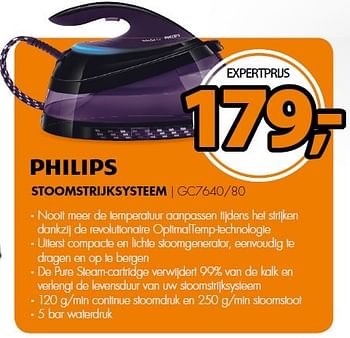 Aanbiedingen Philips stoomstrijksysteem gc7640-80 - Philips - Geldig van 16/03/2015 tot 22/03/2015 bij Expert