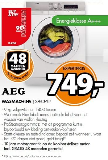 Aanbiedingen Aeg wasmachine special9 - AEG - Geldig van 16/03/2015 tot 22/03/2015 bij Expert
