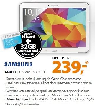 Aanbiedingen Samsung tablet galaxy tab 4 10.1 - Samsung - Geldig van 16/03/2015 tot 22/03/2015 bij Expert