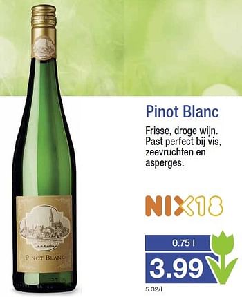 Aanbiedingen Pinot blanc frisse, droge wijn - Witte wijnen - Geldig van 18/03/2015 tot 24/03/2015 bij Aldi