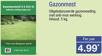 Aanbiedingen Gazonmest uitgebalanceerde gazonvoeding met anti-mos werking - Huismerk - Aldi - Geldig van 18/03/2015 tot 24/03/2015 bij Aldi