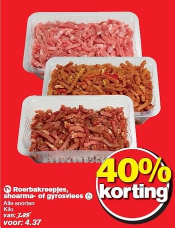 Aanbiedingen Roerbakreepjes, shoarma- of gyrosvlees - Huismerk - Hoogvliet - Geldig van 18/03/2015 tot 24/03/2015 bij Hoogvliet