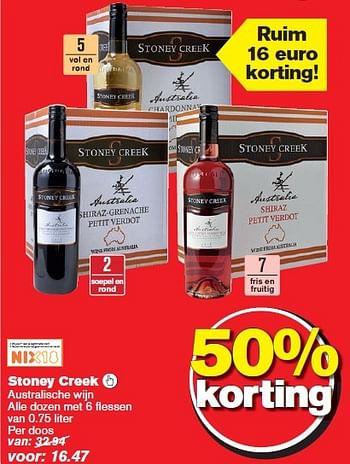 Aanbiedingen Stoney creek  australische wijn alle dozen met 6 flessen - Rode wijnen - Geldig van 18/03/2015 tot 24/03/2015 bij Hoogvliet