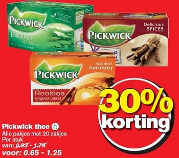 Aanbiedingen Pickwick thee  - Pickwick - Geldig van 18/03/2015 tot 24/03/2015 bij Hoogvliet