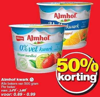 Aanbiedingen Almhof kwark  - Almhof - Geldig van 18/03/2015 tot 24/03/2015 bij Hoogvliet