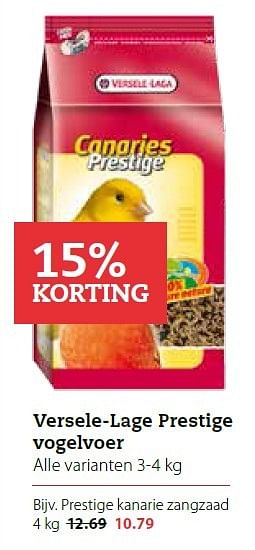 Aanbiedingen Versele-lage prestige vogelvoer - Versele-Laga - Geldig van 16/03/2015 tot 29/03/2015 bij Pets Place