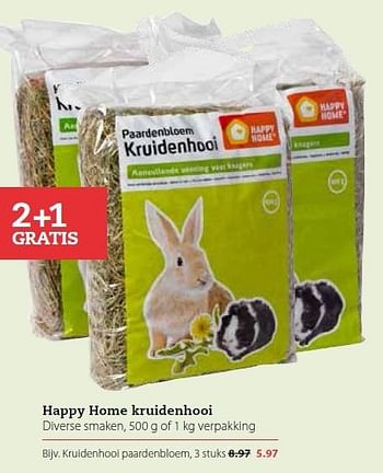 Aanbiedingen Happy home kruidenhooi - Happy Home - Geldig van 16/03/2015 tot 29/03/2015 bij Pets Place