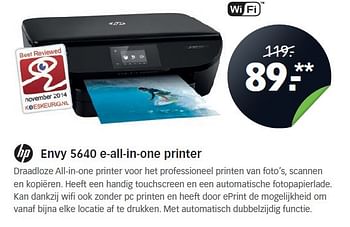 Aanbiedingen Hp envy 5640 e-all-in-one printer - HP - Geldig van 16/03/2015 tot 06/04/2015 bij Dixons