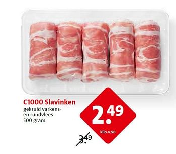 Aanbiedingen C1000 slavinken gekruid varkens- en rundvlees - Huismerk - C1000 Supermarkten - Geldig van 18/03/2015 tot 24/03/2015 bij C1000
