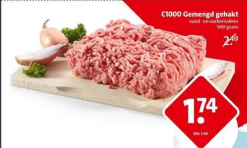 Aanbiedingen C1000 gemengd gehakt rund- en varkensvlees - Huismerk - C1000 Supermarkten - Geldig van 18/03/2015 tot 24/03/2015 bij C1000