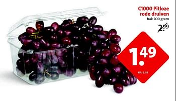 Aanbiedingen C1000 pitloze rode druiven - Huismerk - C1000 Supermarkten - Geldig van 18/03/2015 tot 24/03/2015 bij C1000