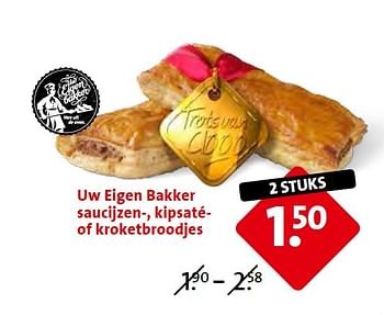 Aanbiedingen Uw eigen bakker saucijzen-, kipsaté- of kroketbroodjes - Huismerk - C1000 Supermarkten - Geldig van 18/03/2015 tot 24/03/2015 bij C1000