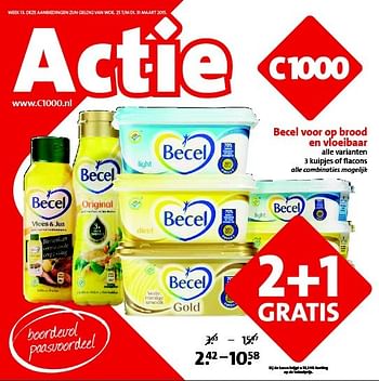 Aanbiedingen Becel voor op brood en vloeibaar - Becel - Geldig van 25/03/2015 tot 31/03/2015 bij C1000