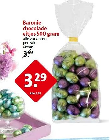 Aanbiedingen Baronie chocolade eitjes 500 gram - Baronie - Geldig van 25/03/2015 tot 31/03/2015 bij C1000