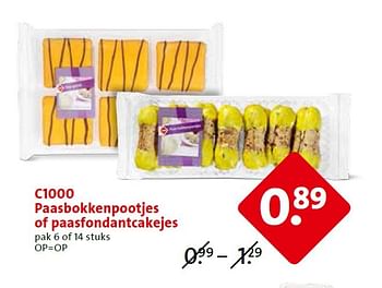 Aanbiedingen C1000 paasbokkenpootjes of paasfondantcakejes - Huismerk - C1000 Supermarkten - Geldig van 25/03/2015 tot 31/03/2015 bij C1000