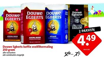 Aanbiedingen Douwe egberts koffie snelfiltermaling 250 gram - Douwe Egberts - Geldig van 25/03/2015 tot 31/03/2015 bij C1000