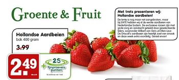 Aanbiedingen Hollandse aardbeien - Huismerk - Em-té - Geldig van 29/03/2015 tot 03/04/2015 bij Em-té