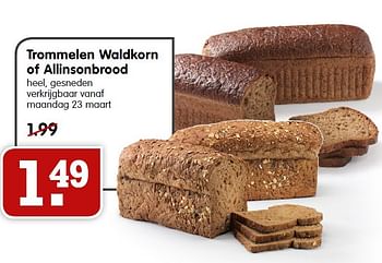 Aanbiedingen Trommelen waldkorn of allinsonbrood - Trommelen - Geldig van 29/03/2015 tot 03/04/2015 bij Em-té