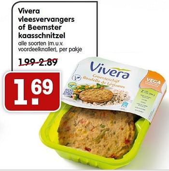 Aanbiedingen Vivera vleesvervangers of beemster kaasschnitzel - Vivera - Geldig van 29/03/2015 tot 03/04/2015 bij Em-té