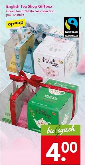 Aanbiedingen English tea shop giftbox green tea of white tea collection - Huismerk deen supermarkt - Geldig van 29/03/2015 tot 03/04/2015 bij Deen Supermarkten