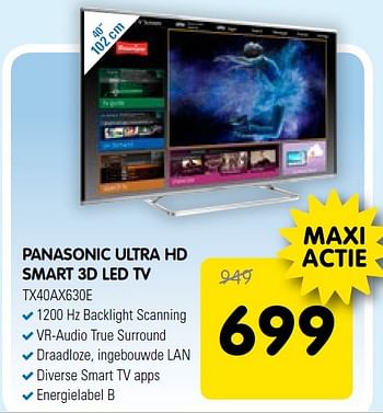 Aanbiedingen Panasonic ultra hd smart 3d led tv tx40ax630e - Panasonic - Geldig van 25/03/2015 tot 05/04/2015 bij Maxwell