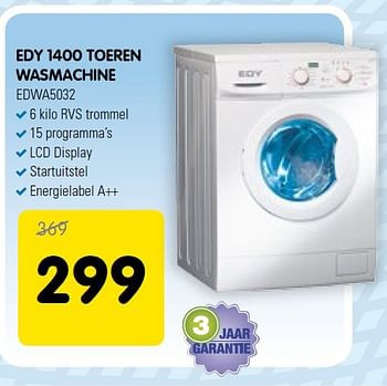Aanbiedingen Edy 1400 toeren wasmachine edwa5032 - Edy - Geldig van 25/03/2015 tot 05/04/2015 bij Maxwell
