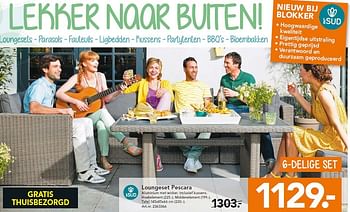 Aanbiedingen Loungeset pescara - Huismerk - Blokker - Geldig van 30/03/2015 tot 08/04/2015 bij Blokker