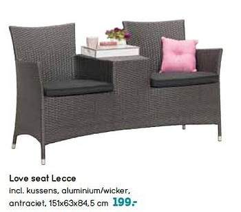 Aanbiedingen Love seat lecce incl. kussens, aluminium-wicker - Le Sud - Geldig van 26/03/2015 tot 31/08/2015 bij Blokker